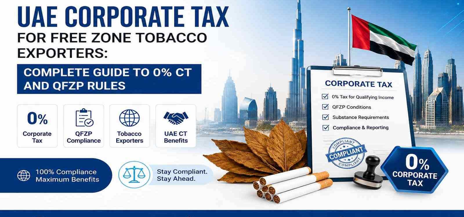 UAE Corporate Tax for Free Zone Tobacco Exporters – 0% CT and QFZP Rules